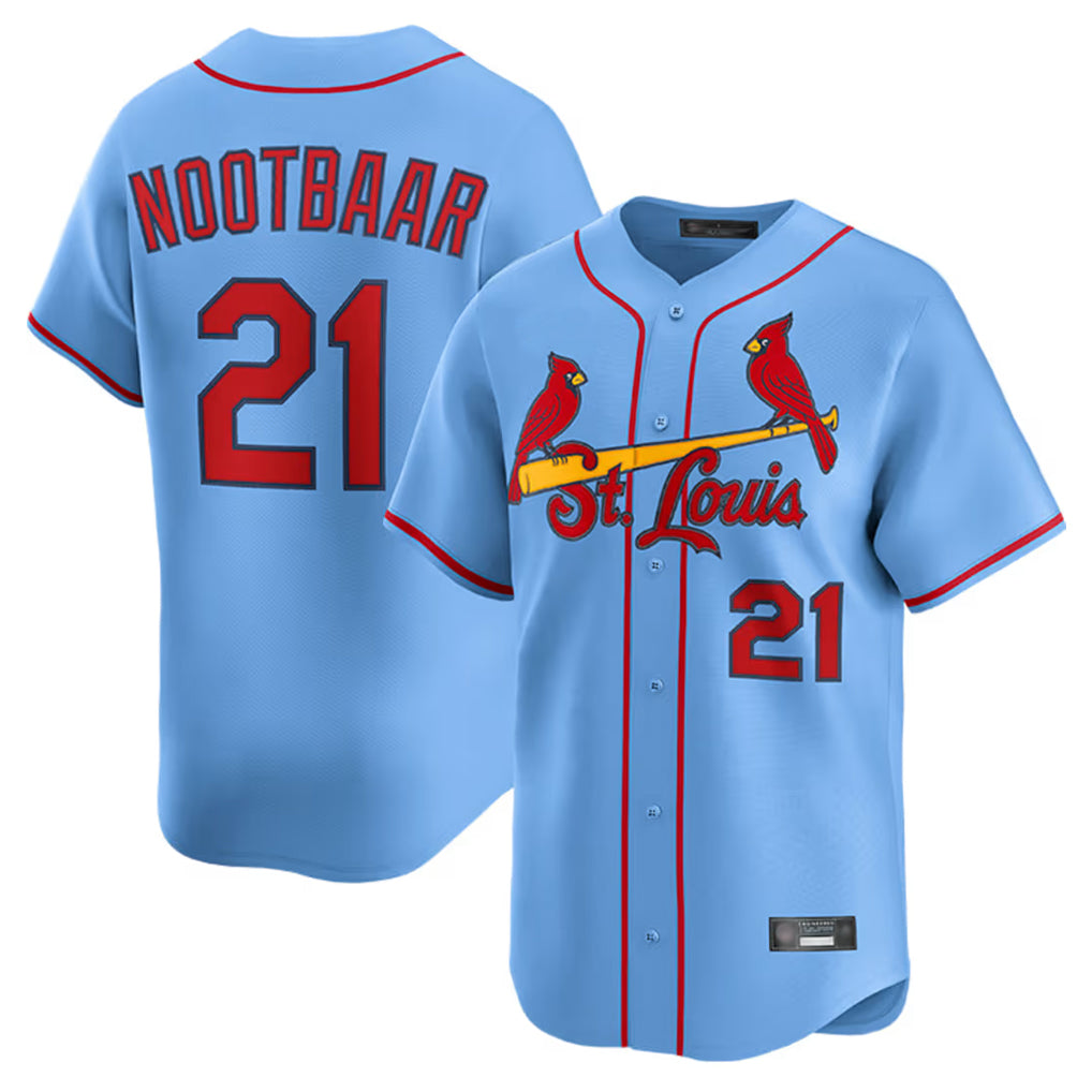 Vanessashop St. Louis Cardinals #21 Lars Nootbaar Player Light Blue Home Limited Stitched Jerseys
