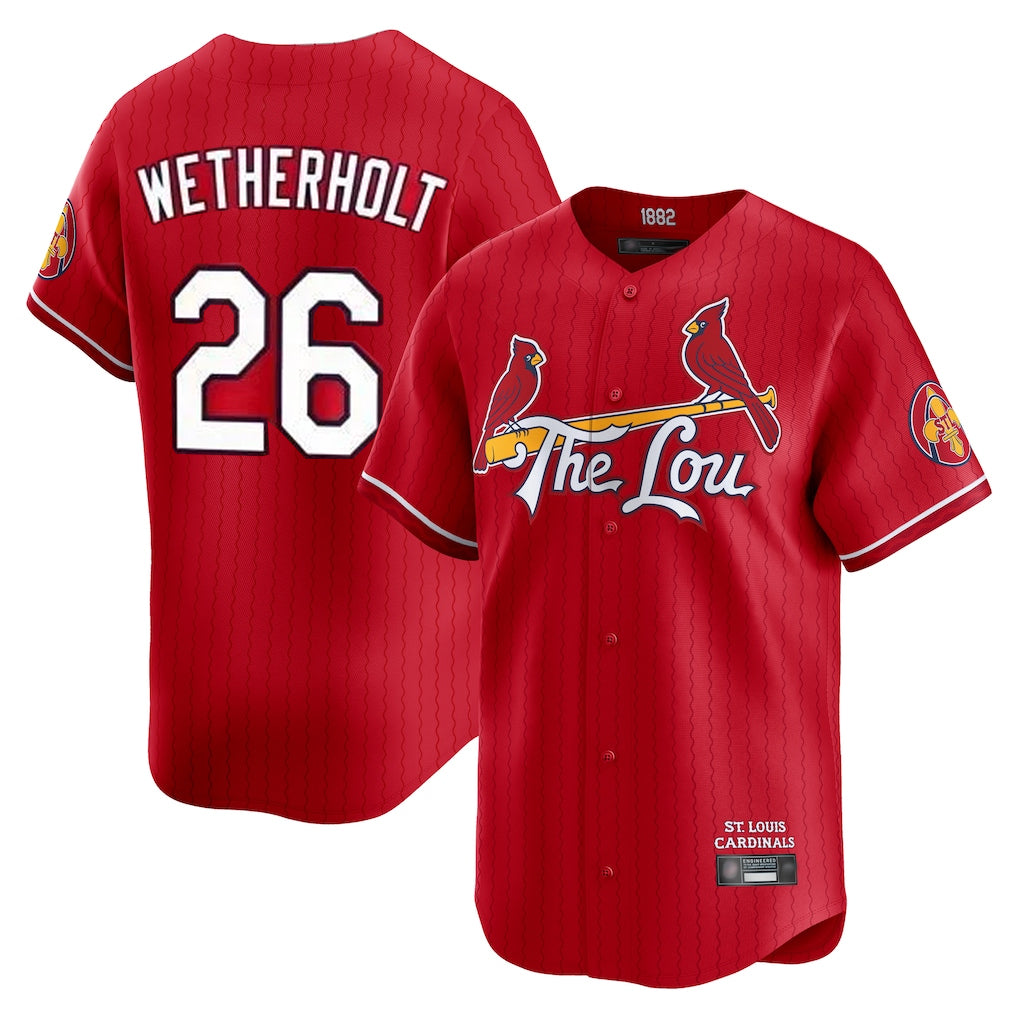 Vanessashop  St. Louis Cardinals #26 JJ Wetherholt Player Red City Connect Limited Stitched Jerseys