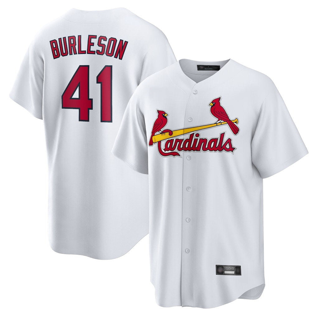 Vanessashop  St. Louis Cardinals #41 Alec Burlesona Player White Home Game Stitched Jerseys