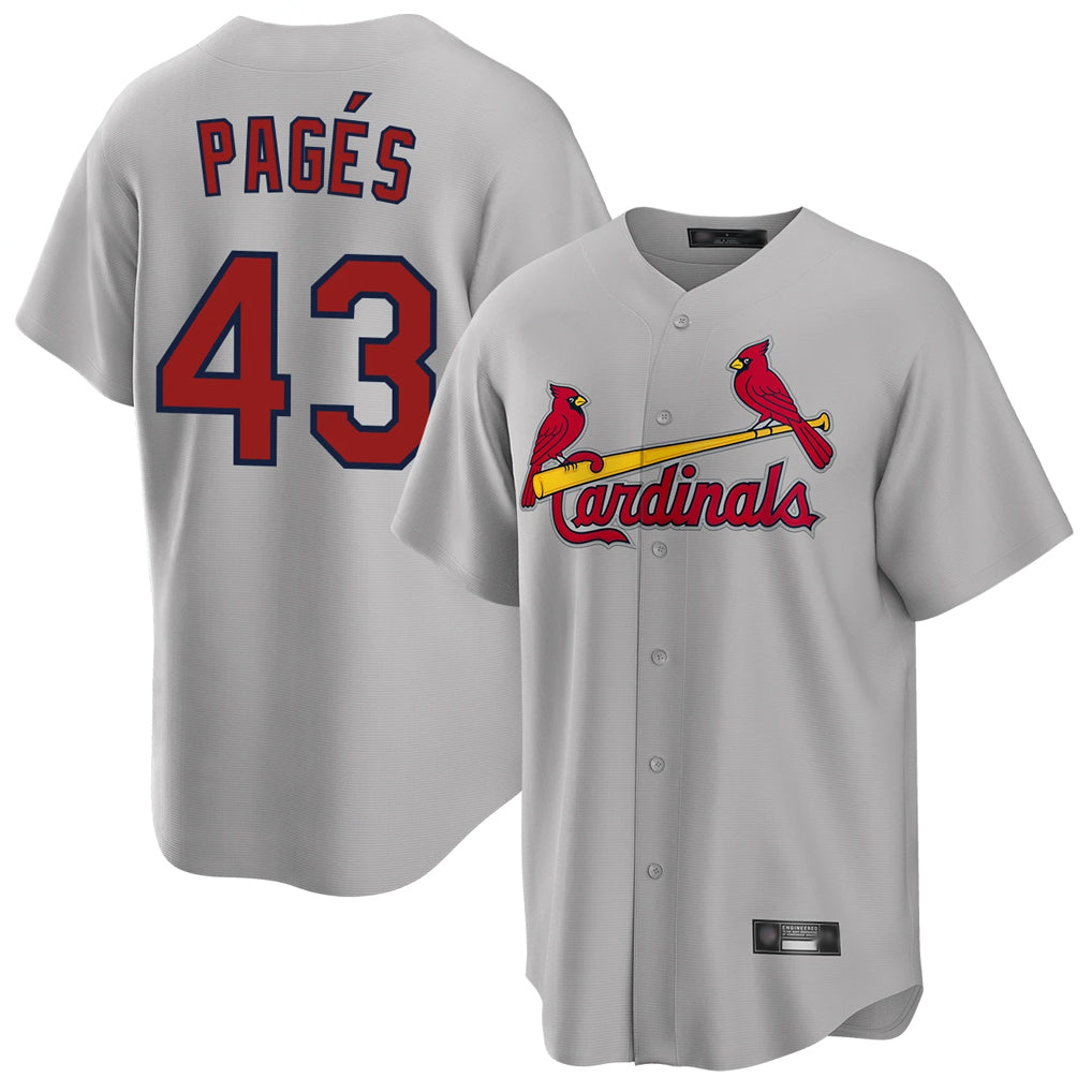 Vanessashop  St. Louis Cardinals #43 Pedro Pages Player Gray Home Game Stitched Jerseys