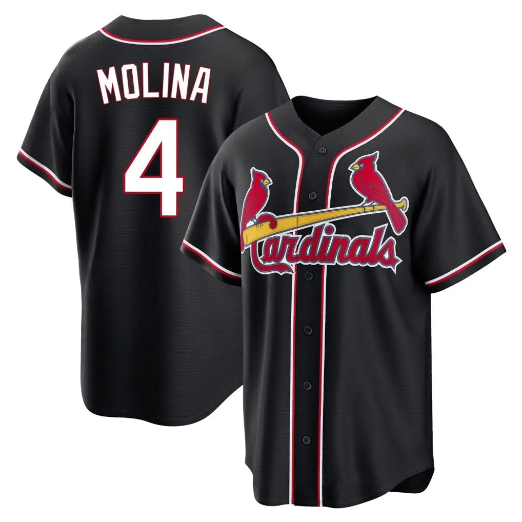 Vanessashop St. Louis Cardinals #4 Yadier Molina Player Black Carbon Fashio Game Stitched Jerseys