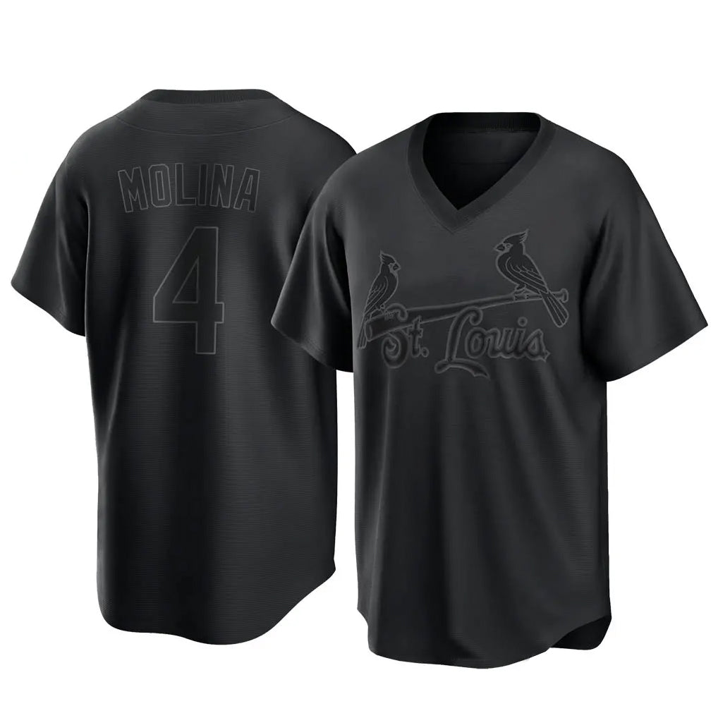 Vanessashop St. Louis Cardinals #4 Yadier Molina Player Black City Connect T-shirt Stitched Jerseys