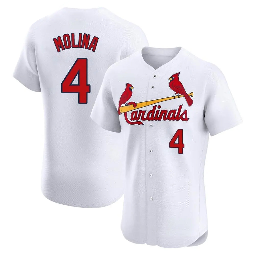 Vanessashop St. Louis Cardinals #4 Yadier Molina Player White Home Limited Elite Stitched Jerseys