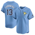Vanessashop T.Bay Rays #13 Junior Caminero Player Light Blue Home Limited Stitched Jerseys