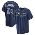 Vanessashop T.Bay Rays #13 Junior Caminero Player Navy Home Limited Stitched Jerseys