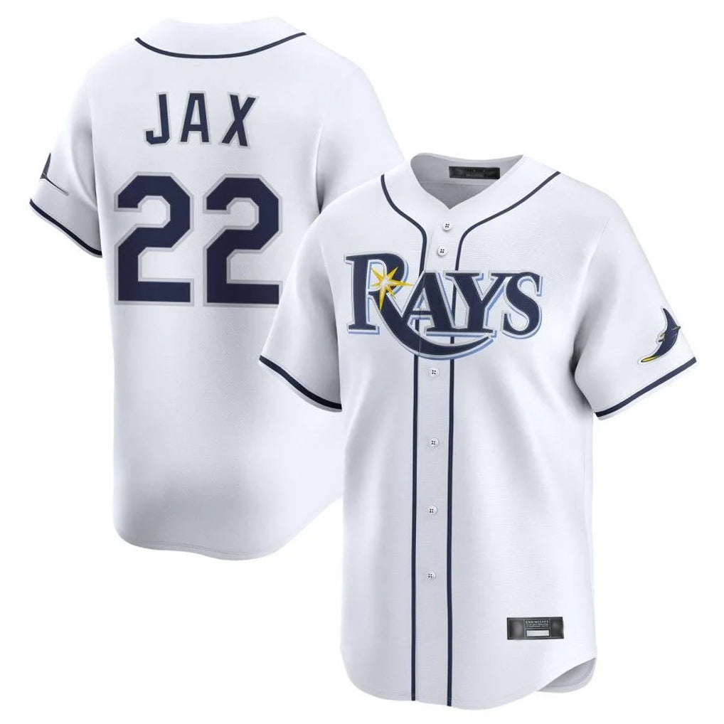 Vanessashop T.Bay Rays #22 Griffin Jax Player White Home Limited Stitched Jerseys