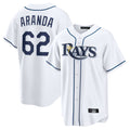 Vanessashop T.Bay Rays #62 Jonathan Aranda Player White Home Game Stitched Jerseys