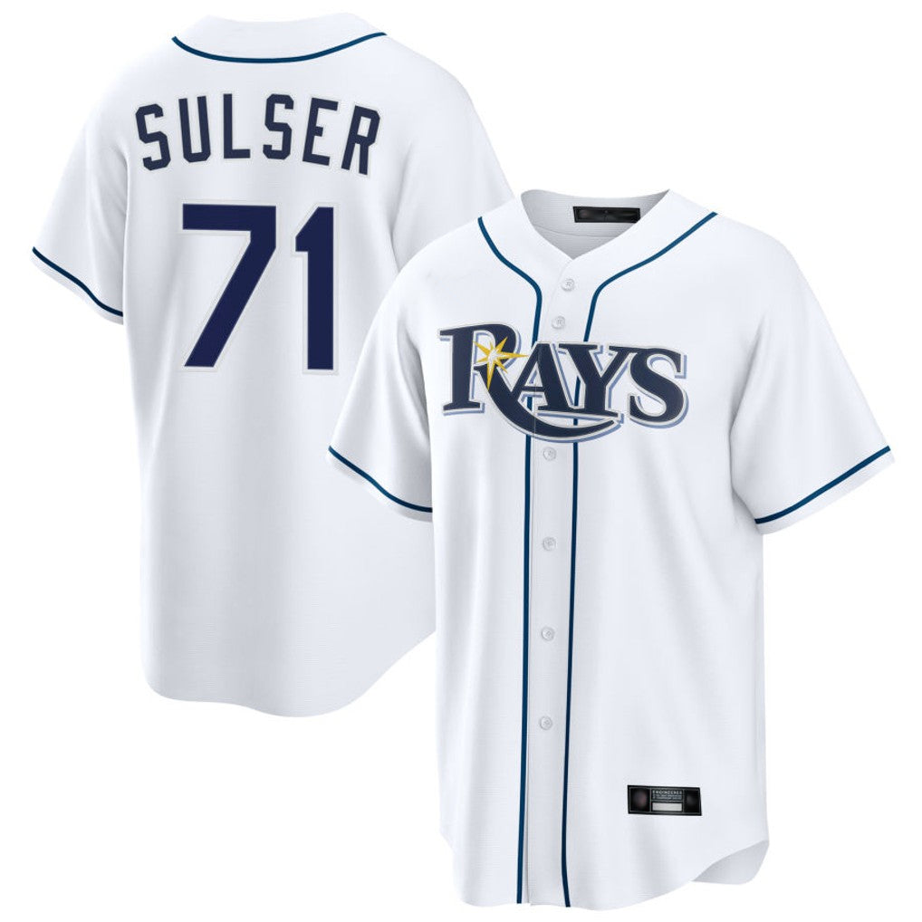 Vanessashop T.Bay Rays #71 Cole Sulser Player White Home Game Stitched Jerseys