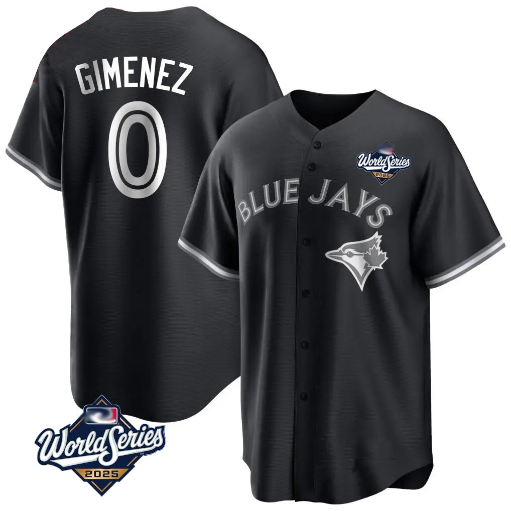 Vanessashop T.Blue Jays #0 Andres Gimenez Player Black 2025 World Series Game Stitched Jerseys