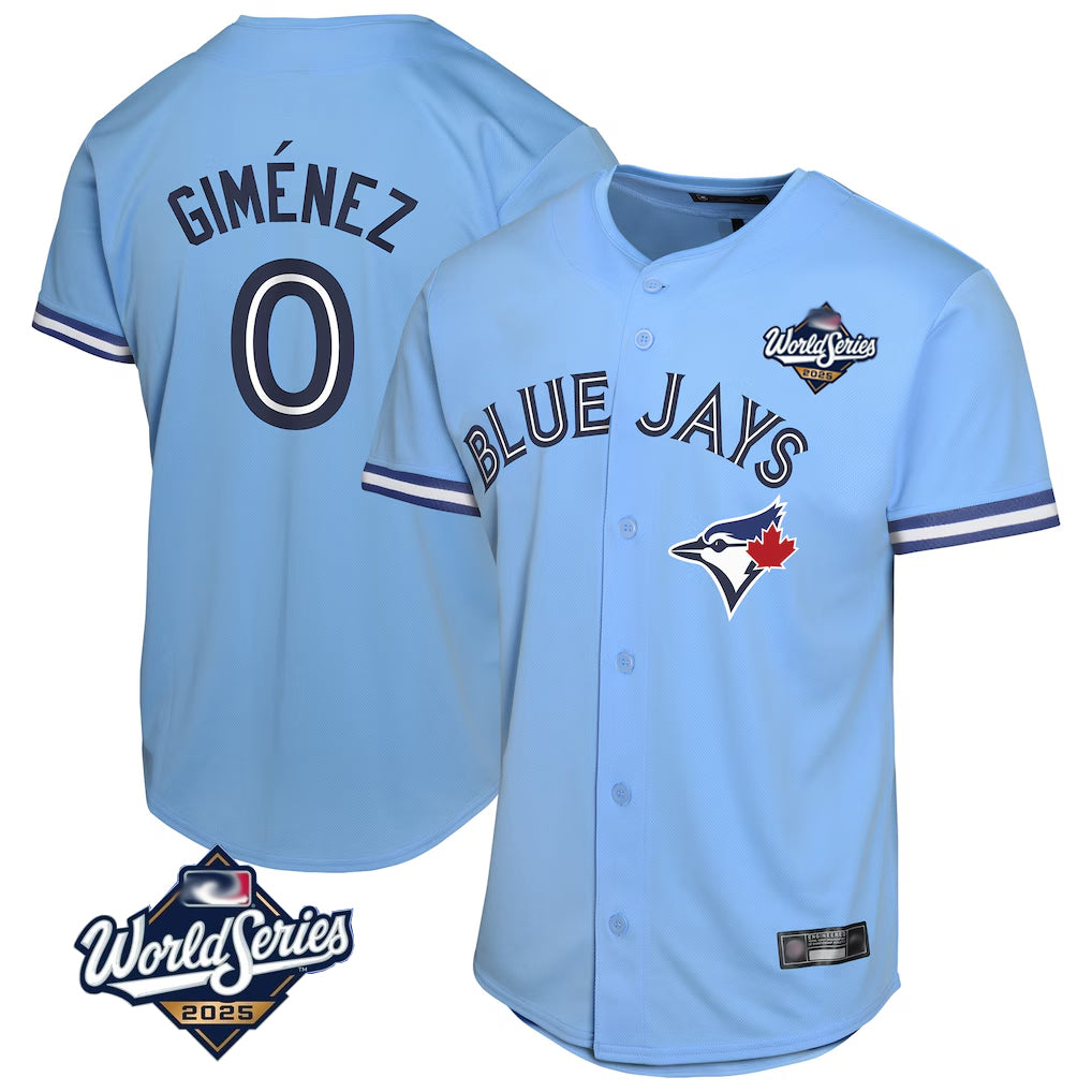 Vanessashop T.Blue Jays #0 Andres Gimenez Player Blue 2025 World Series Game Stitched Jerseys