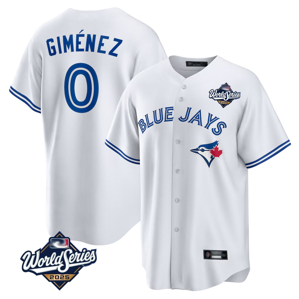 Vanessashop T.Blue Jays #0 Andres Gimenez Player White 2025 World Series Game Stitched Jerseys