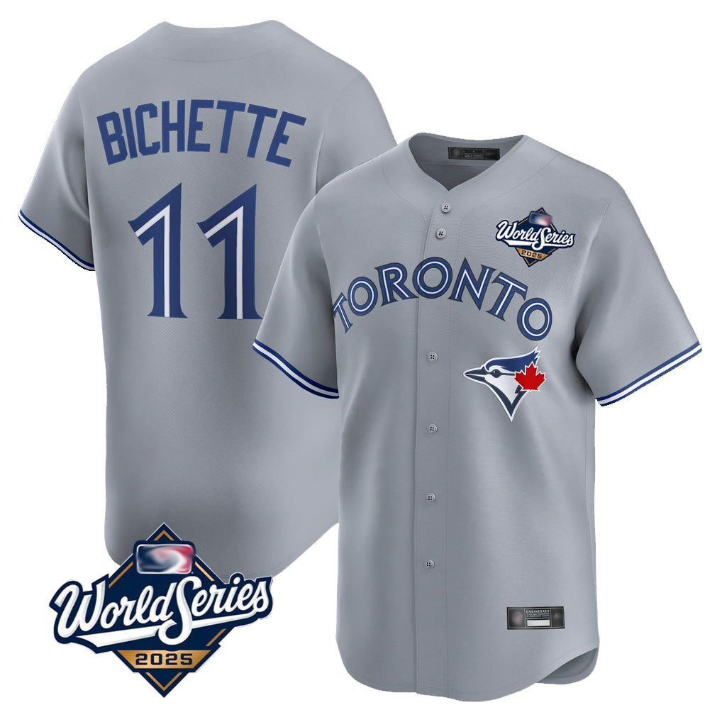 Vanessashop T.Blue Jays #11 Bo Bichette Player Gray 2025 World Series Limited Home Stitched Jerseys