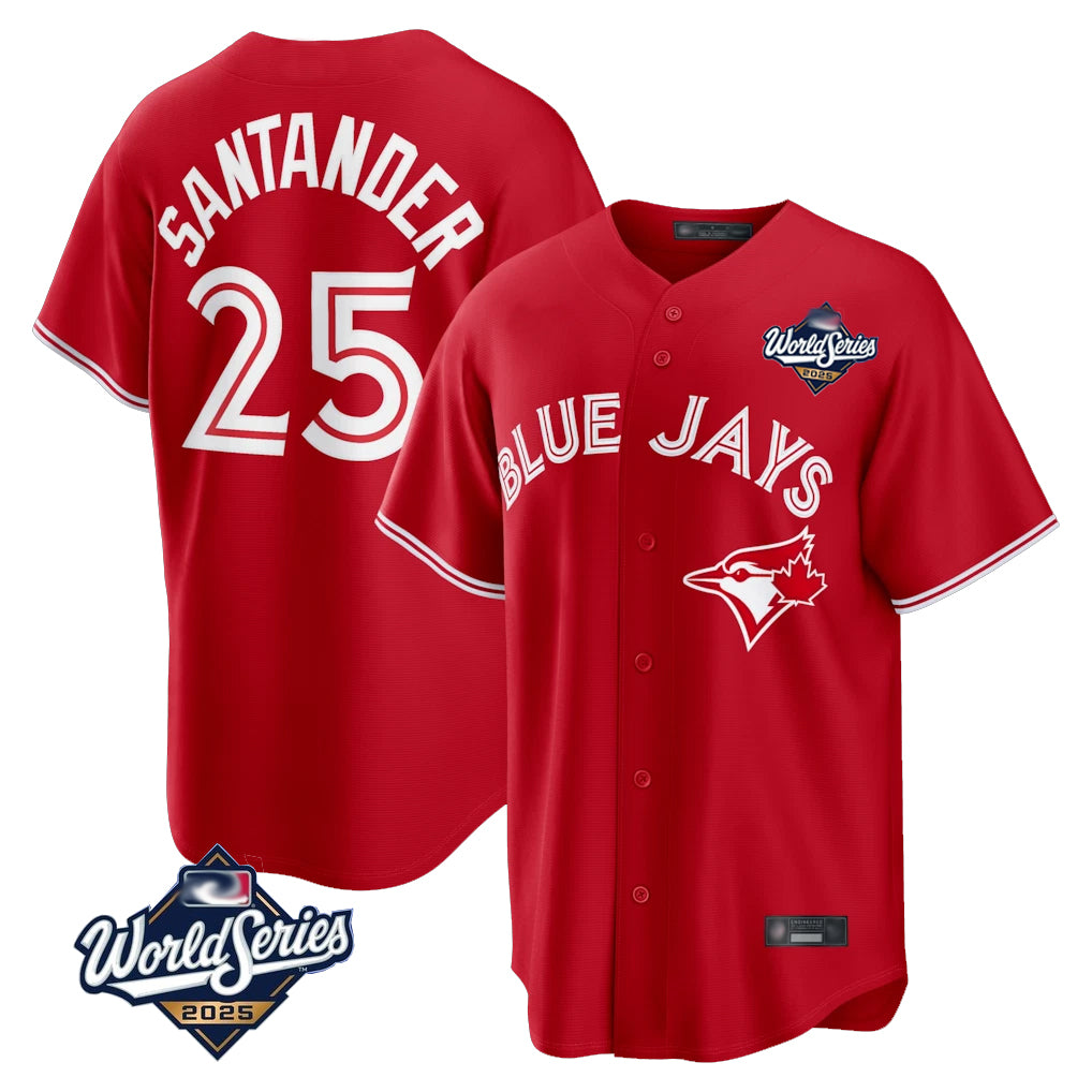 Vanessashop T.Blue Jays #25 Anthony Santander Player Red 2025 World Series Home Limited Stitched Jerseys
