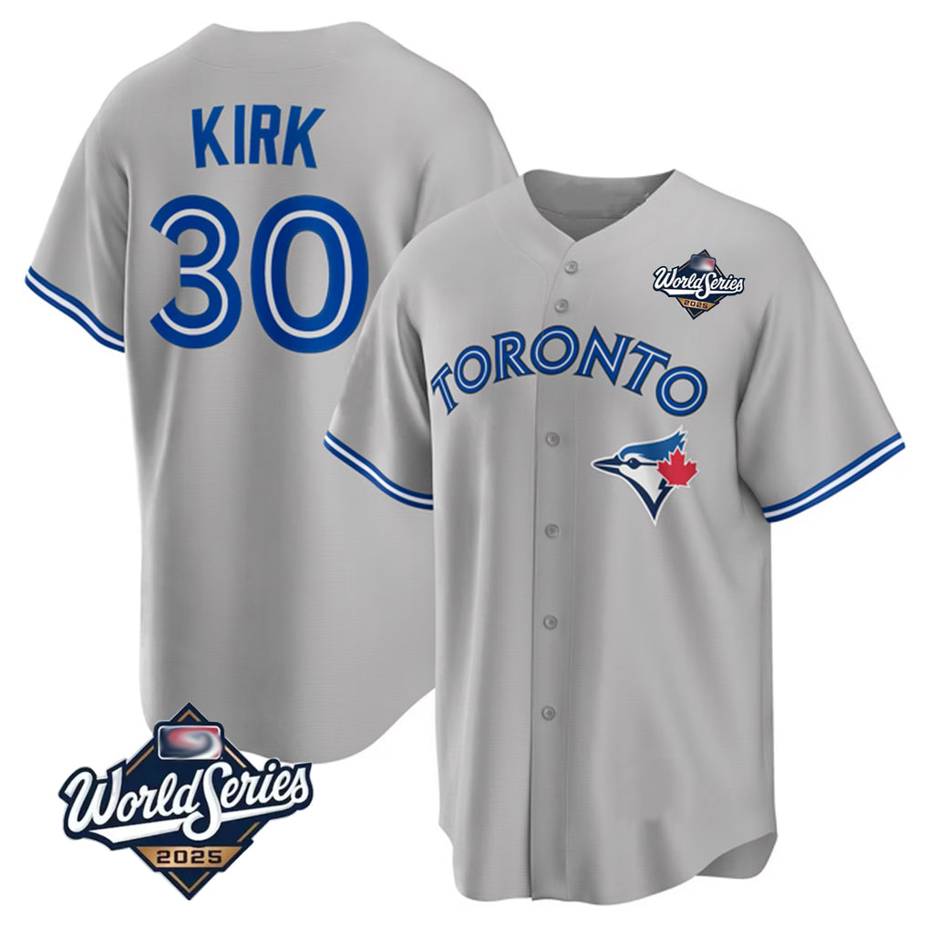 Vanessashop T.Blue Jays #30 Alejandro Kirk Player Gray 2025 World Series Limited Stitched Jerseys