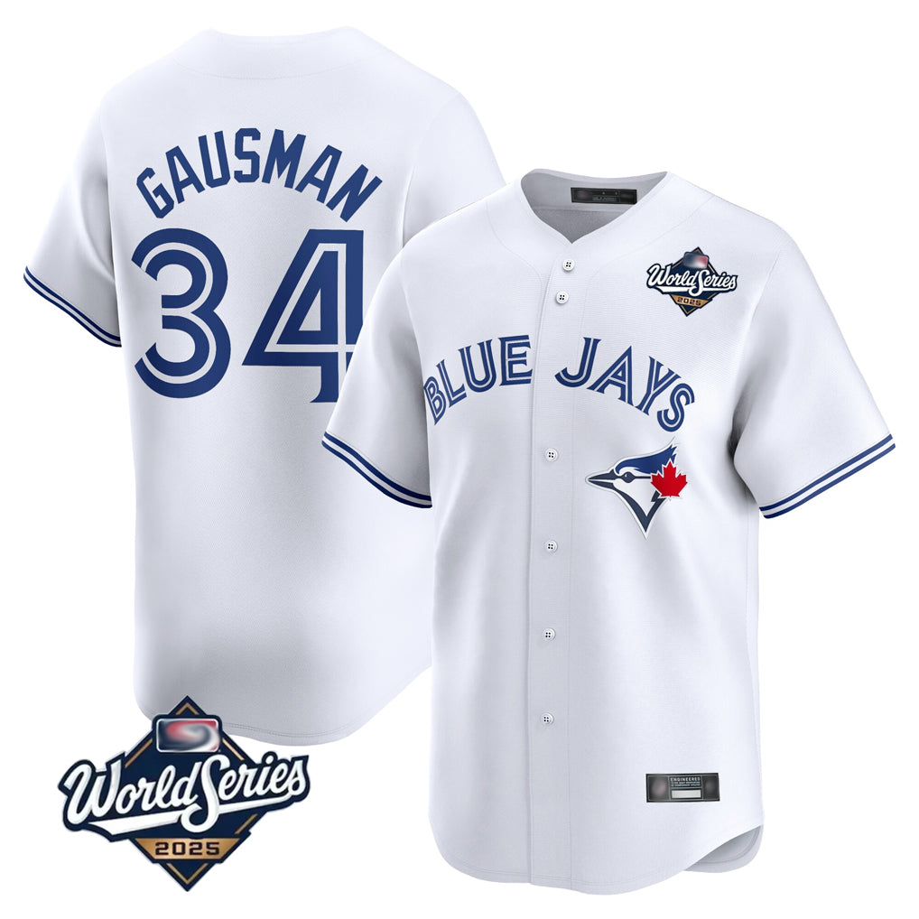 Vanessashop T.Blue Jays #34 Kevin Gausman Player White 2025 World Series Home Limited Stitched Jerseys
