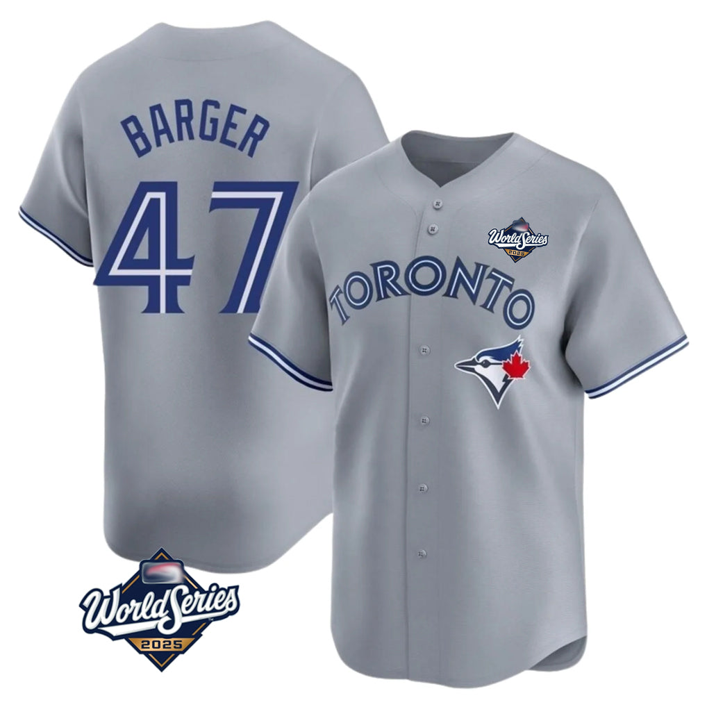 Vanessashop T.Blue Jays #47 Addison Barger Player Gray 2025 World Series Stitched Jerseys