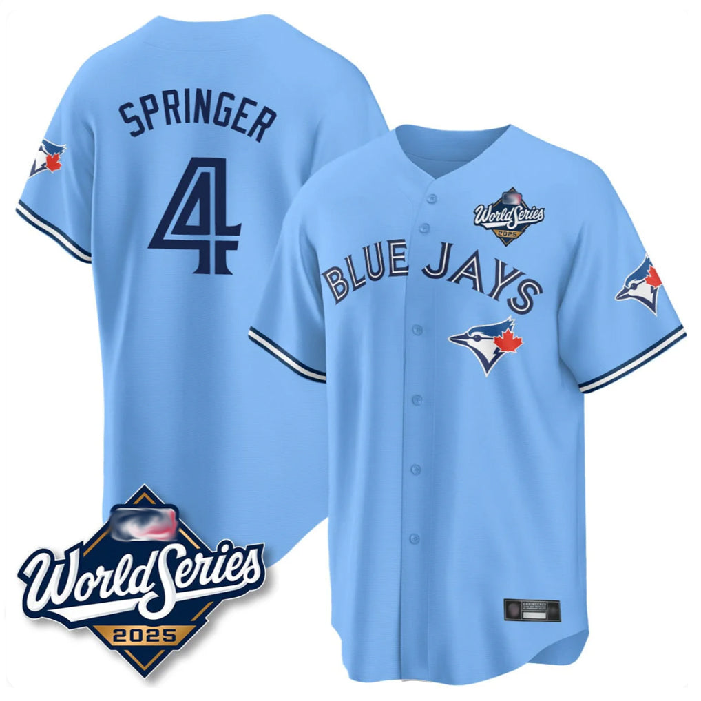 Vanessashop T.Blue Jays #4 George Springer Player Blue 2025 World Series Limited Stitched Jerseys