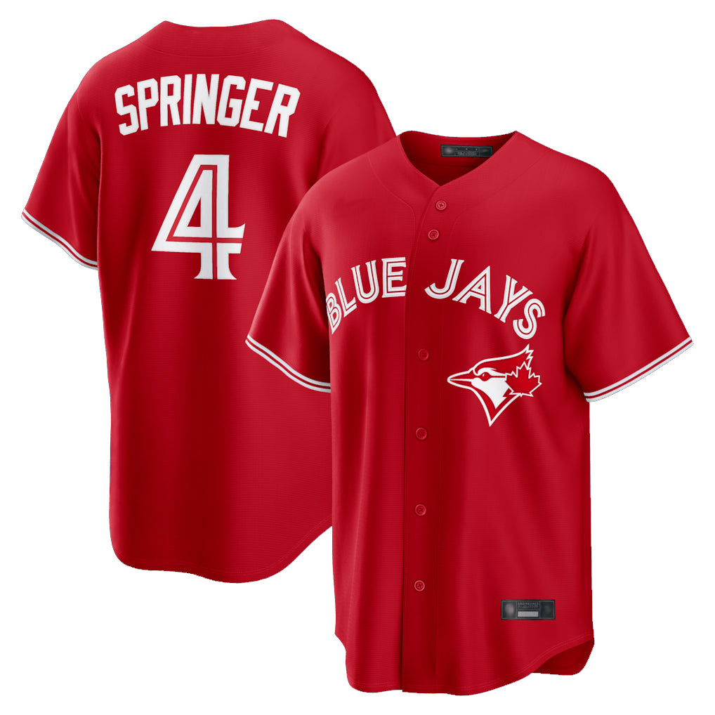 Vanessashop T.Blue Jays #4 George Springer Player Red Home Game Stitched Jerseys