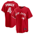 Vanessashop T.Blue Jays #4 George Springer Player Red Home Game Stitched Jerseys