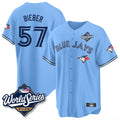 Vanessashop T.Blue Jays #57 Shane Bieber Player Blue 2025 World Series All Stitched Jerseys