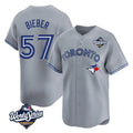 Vanessashop T.Blue Jays #57 Shane Bieber Player Gray 2025 World Series All Stitched Jerseys