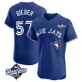 Vanessashop T.Blue Jays #57 Shane Bieber Player Royal 2025 World Series Elite All Stitched Jerseys
