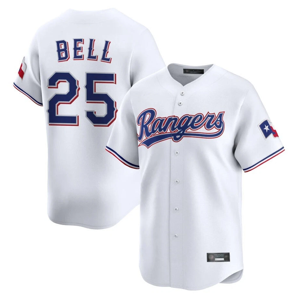 Vanessashop T.Rangers #25 Buddy Bell Player White Home Limited Stitched Jerseys
