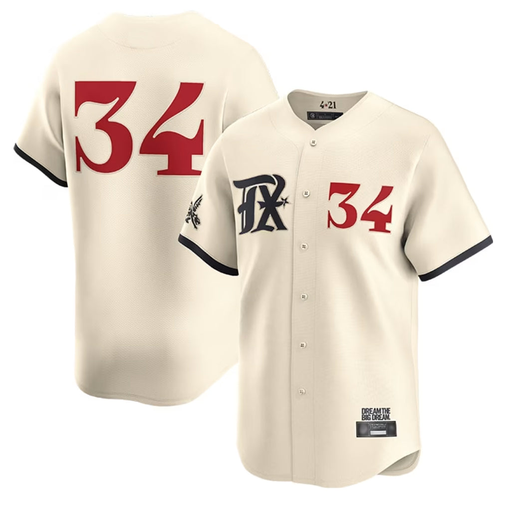 Vanessashop T.Rangers #34 Nolan Ryan Player Cream City Connect Limited Cream Stitched Jerseys