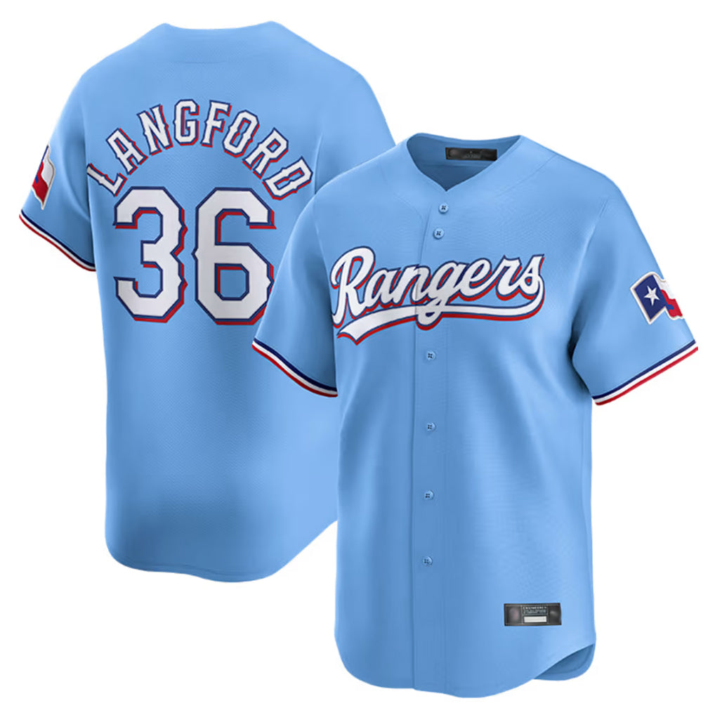 Vanessashop T.Rangers #36 Wyatt Langford Player Light Blue Home Limited Stitched Jerseys