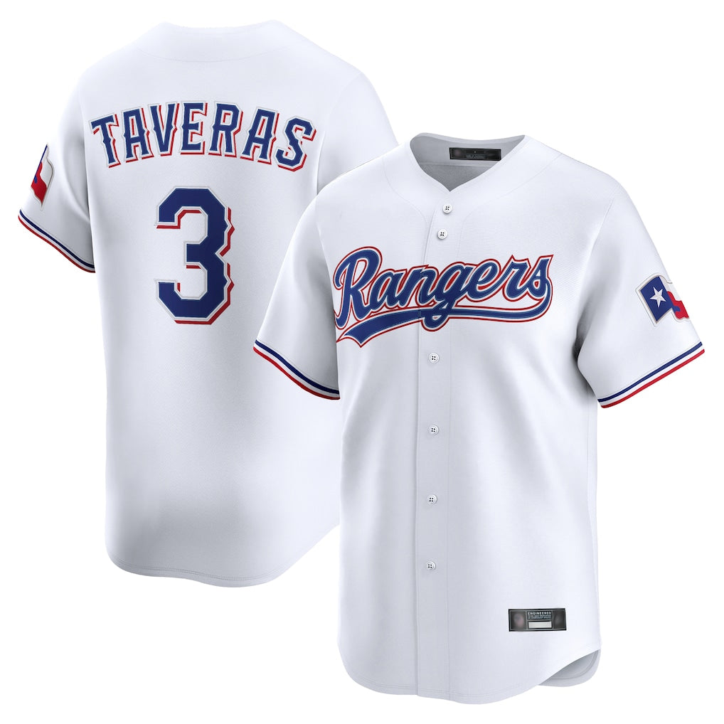 Vanessashop T.Rangers #3 Leody Taveras Player White Home Limited Stitched Jerseys