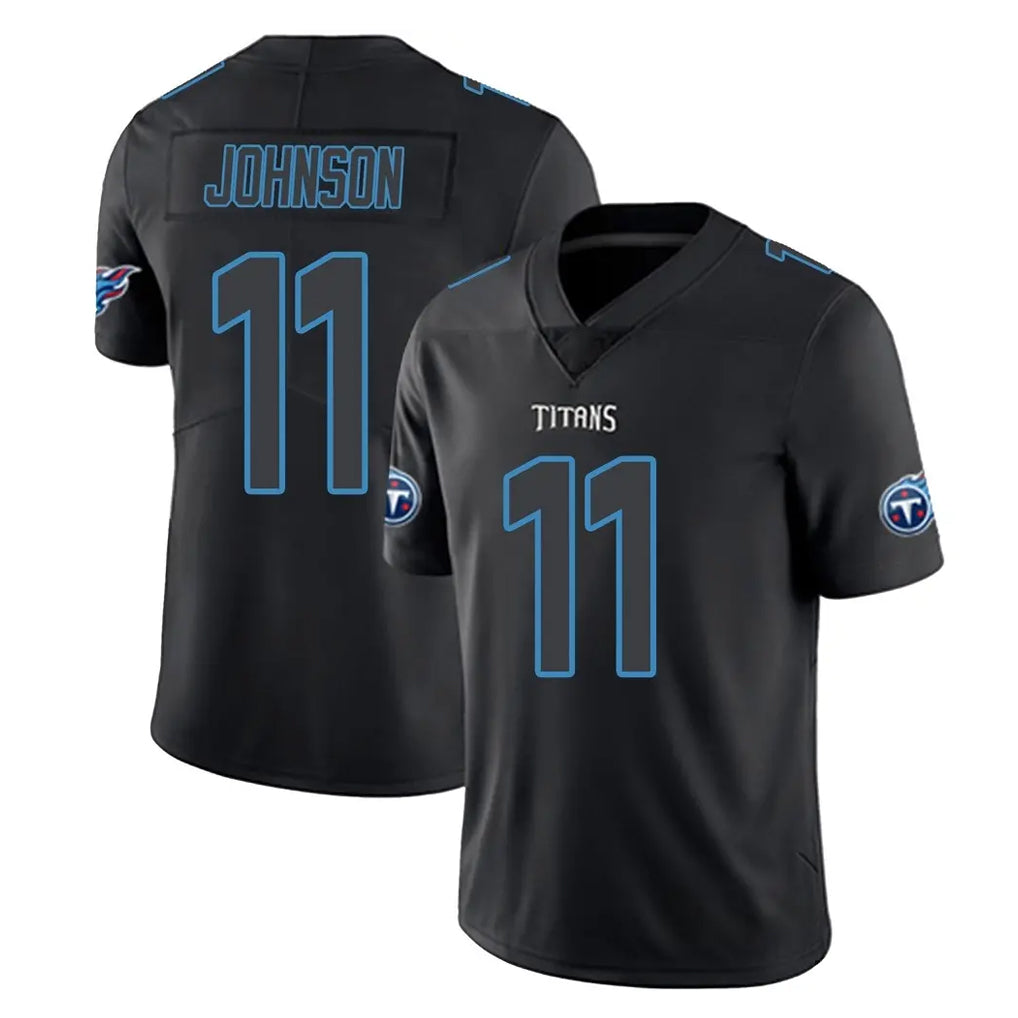 Vanessashop T.Titans #11 Jermaine Johnson II Player Black Impact Limited Home Game Stitched Jerseys