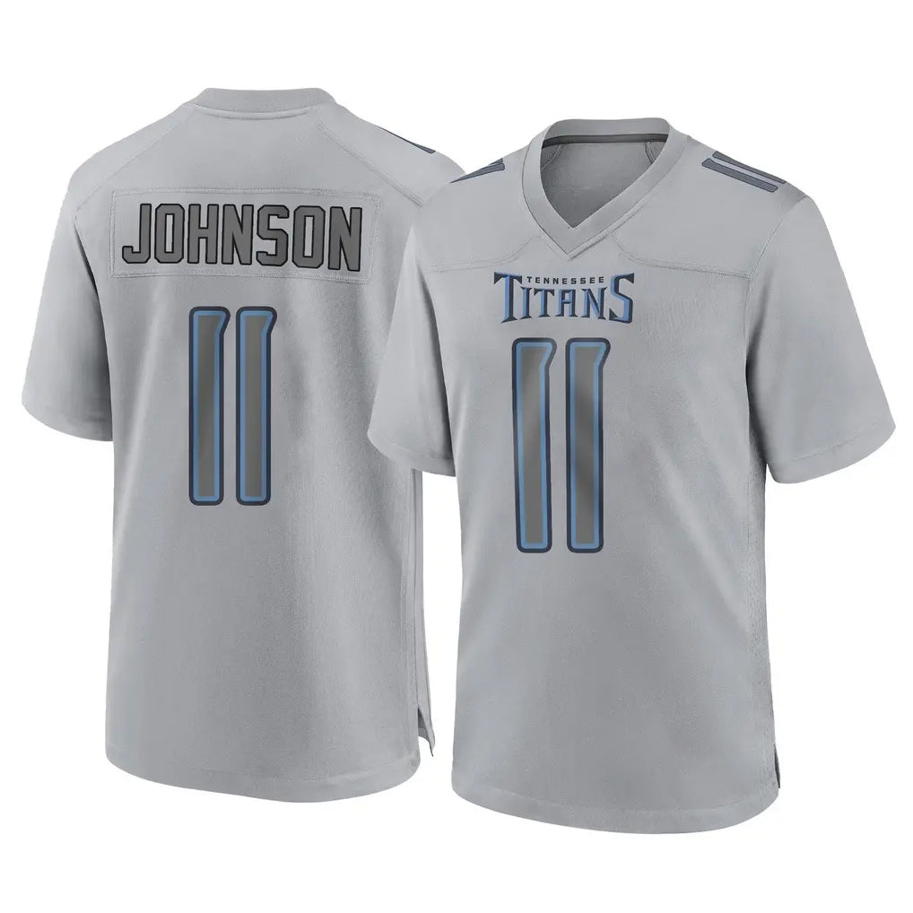 Vanessashop T.Titans #11 Jermaine Johnson II Player Gray Atmosphere Fashion Home Game Stitched Jerseys