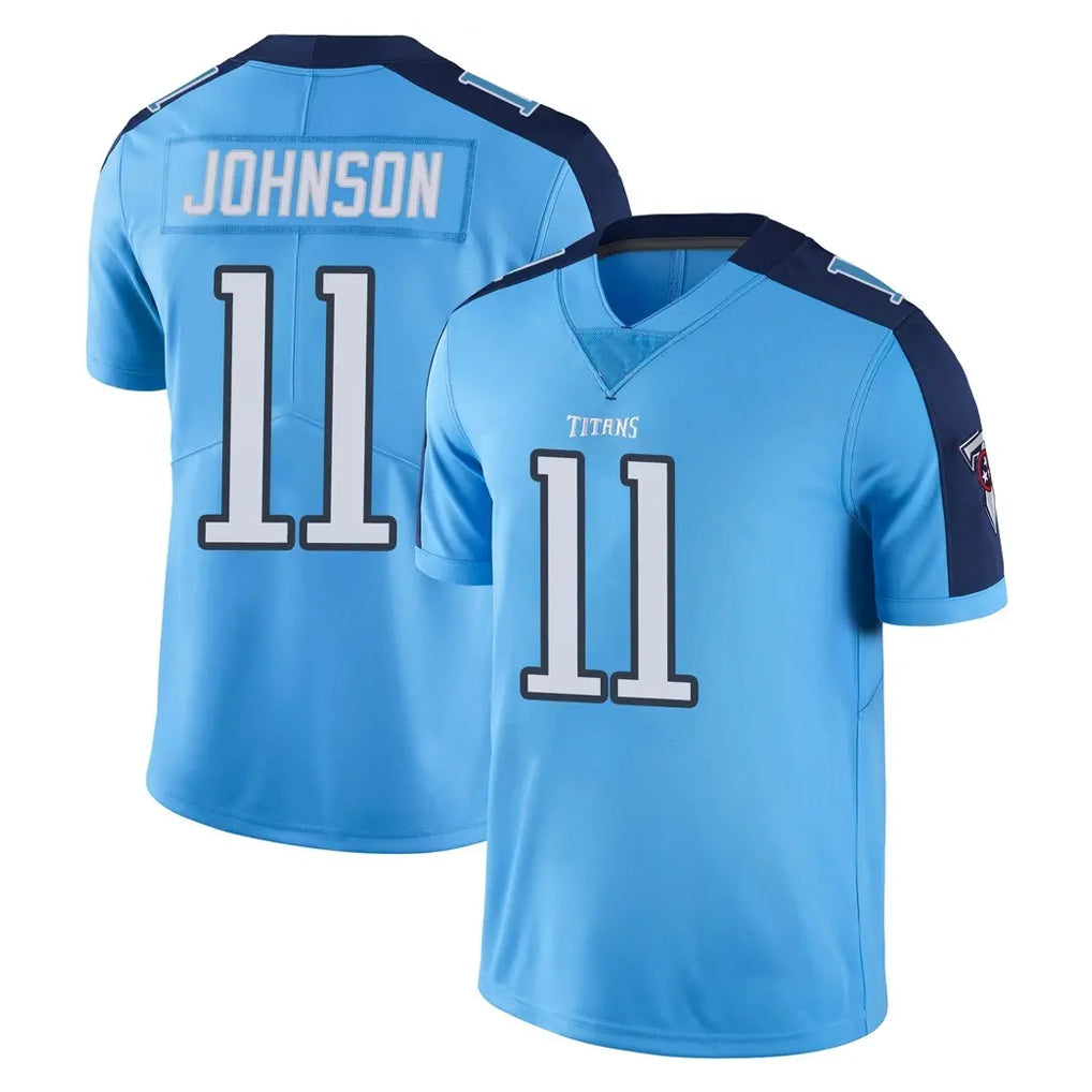 Vanessashop T.Titans #11 Jermaine Johnson II Player Light Blue Limited Color Rush Home Game Stitched Jerseys