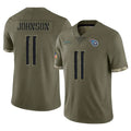 Vanessashop T.Titans #11 Jermaine Johnson II Player Olive Limited Salute to Service Home Game Stitched Jerseys