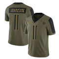 Vanessashop T.Titans #11 Jermaine Johnson II Player Olive Salute to Service Pullover Hoodies Home Game Stitched Jerseys