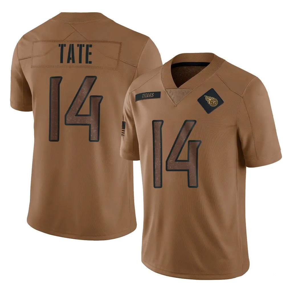 Vanessashop T.Titans #14 Carnell Tate Player Brown Limited Salute to Service Home Game Stitched Jerseys