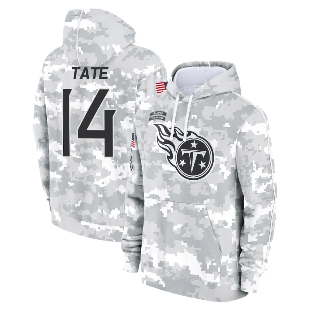 Vanessashop T.Titans #14 Carnell Tate Player Camo Arctic Salute to Service Pullover Hoodies Home Game Stitched Jerseys
