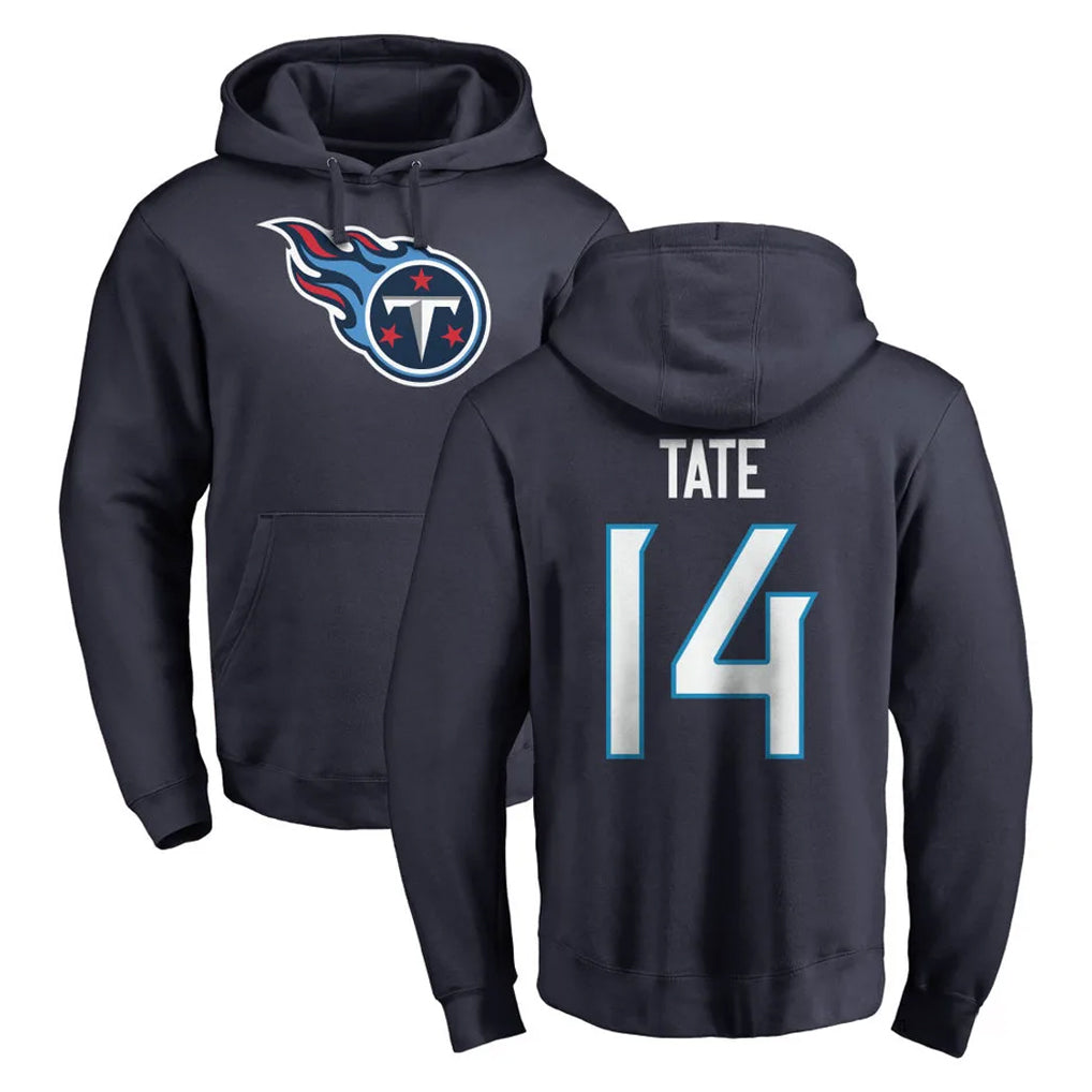 Vanessashop T.Titans #14 Carnell Tate Player Navy Logo Pullover Hoodies Home Game Stitched Jerseys