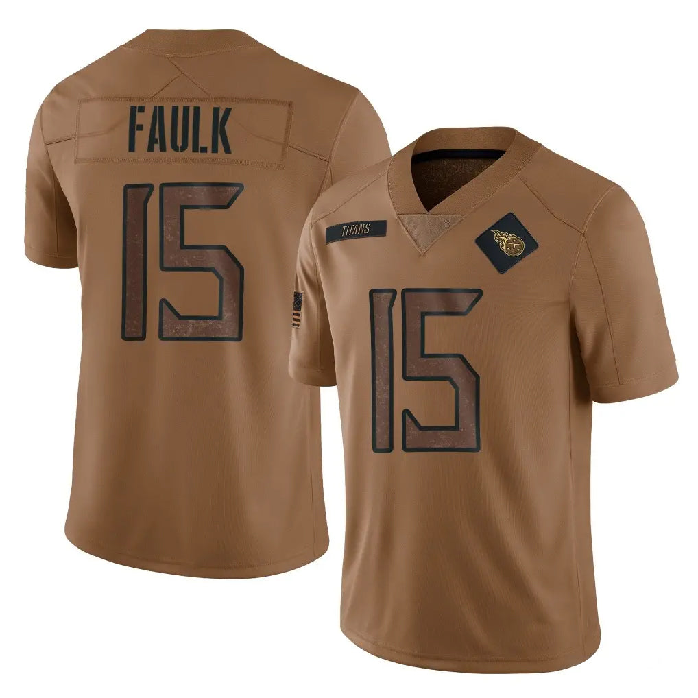 Vanessashop T.Titans #15 Keldric Faulk Player Brown Limited Salute to Service Home Game Stitched Jerseys