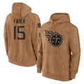 Vanessashop T.Titans #15 Keldric Faulk Player Brown Salute To Service Club Pullover Hoodies Home Game Stitched Jerseys