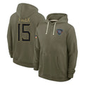 Vanessashop T.Titans #15 Keldric Faulk Player Olive Salute to Service Hoodies Home Game Stitched Jerseys