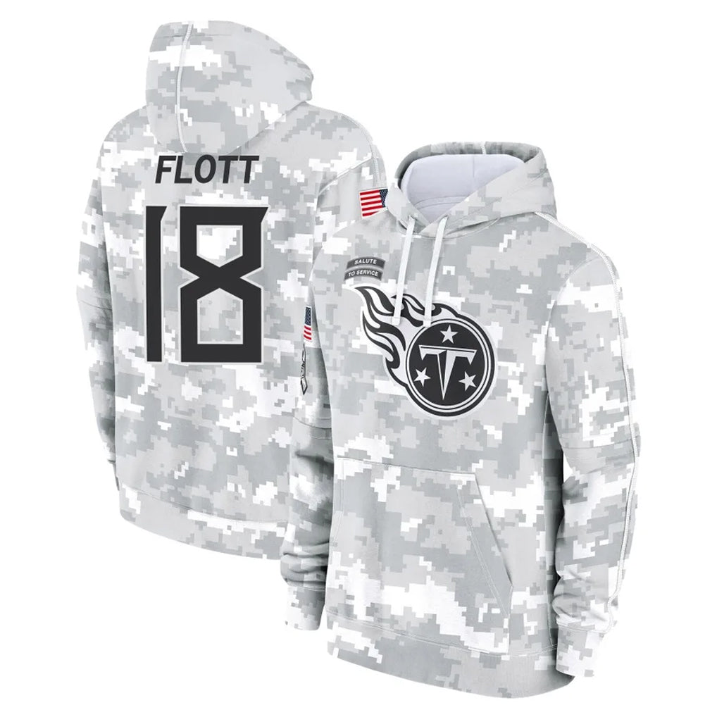 Vanessashop T.Titans #18 Cor'Dale Flott Player Camo Arctic Salute to Service Pullover Hoodies Home Game Stitched Jerseys