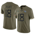 Vanessashop T.Titans #18 Cor'Dale Flott Player Olive Limited Salute to Service Home Game Stitched Jerseys