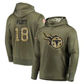 Vanessashop T.Titans #18 Cor'Dale Flott Player Olive Salute to Service Pullover Hoodies Home Game Stitched Jerseys