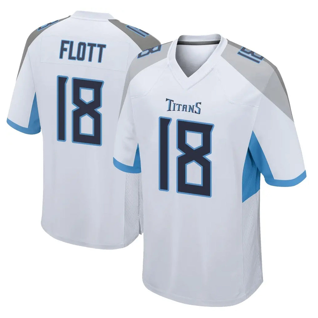 Vanessashop T.Titans #18 Cor'Dale Flott Player White Home Game Stitched Jerseys