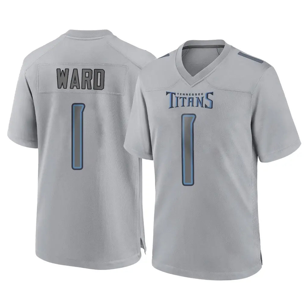 Vanessashop T.Titans #1 Cam Ward Player Gray Atmosphere Fashion Home Game Stitched Jerseys
