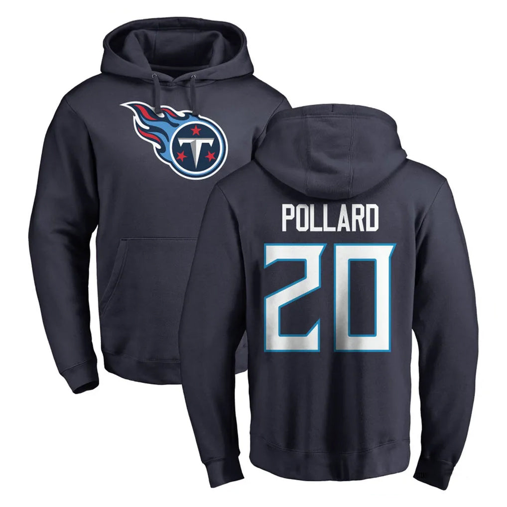 Vanessashop T.Titans #20 Tony Pollard Player Navy Logo Pullover Hoodies Home Game Stitched Jerseys