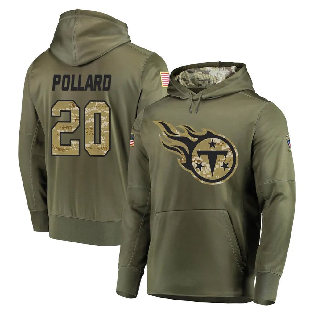 Vanessashop T.Titans #20 Tony Pollard Player Olive Salute to Service Pullover Hoodies Home Game Stitched Jerseys