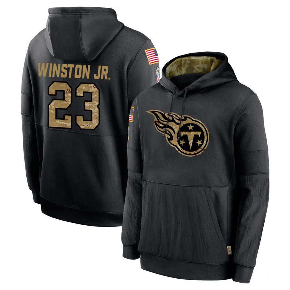 Vanessashop T.Titans #23 Kevin Winston Jr. Player Black Salute to Service Sideline Performance Pullover Hoodies Home Game Stitched Jerseys