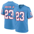 Vanessashop T.Titans #23 Kevin Winston Jr. Player Light Blue Oilers Throwback Home Game Stitched Jerseys